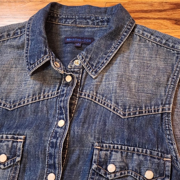 Martin + Osa Denim Snap Front Sleeveless Shirt S - Picture 4 of 4